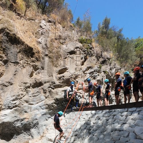 Rappelling during a canyoning descent